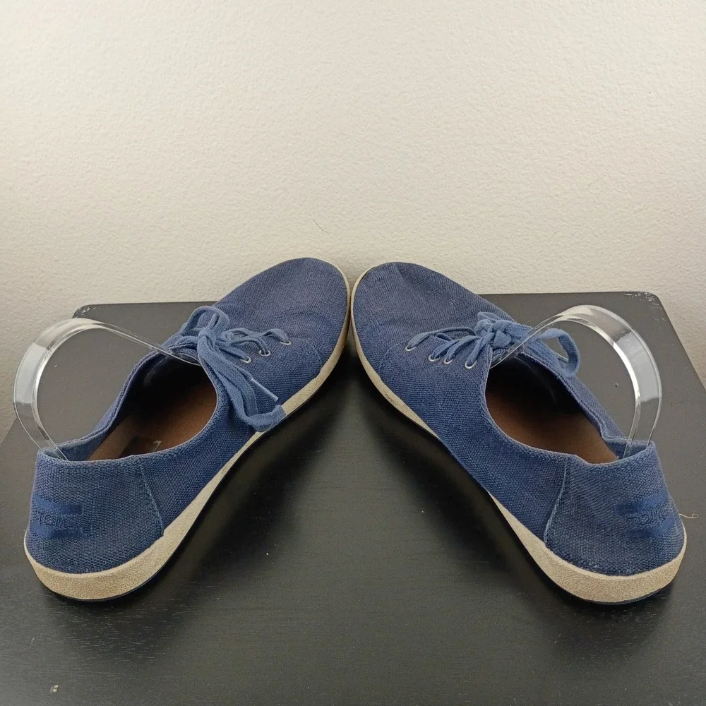 TOMS Mens Paseo Low Top Sneakers Navy Blue Canvas Lace Up Shoes Size 13